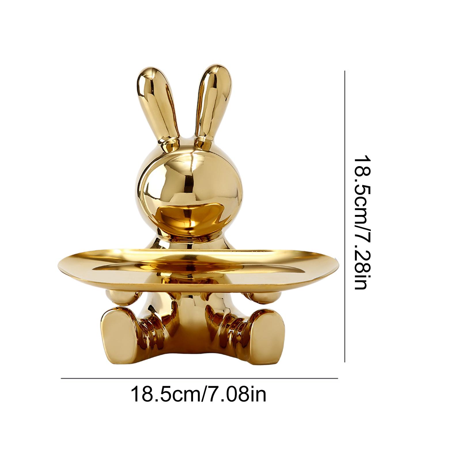 

Керамическая статуэтка кролика, органайзер, поделки, гальванопокрытие, статуэтки кроликов, поднос для хранения, рождественские подарки для ТВ-тумбы, офиса золотой