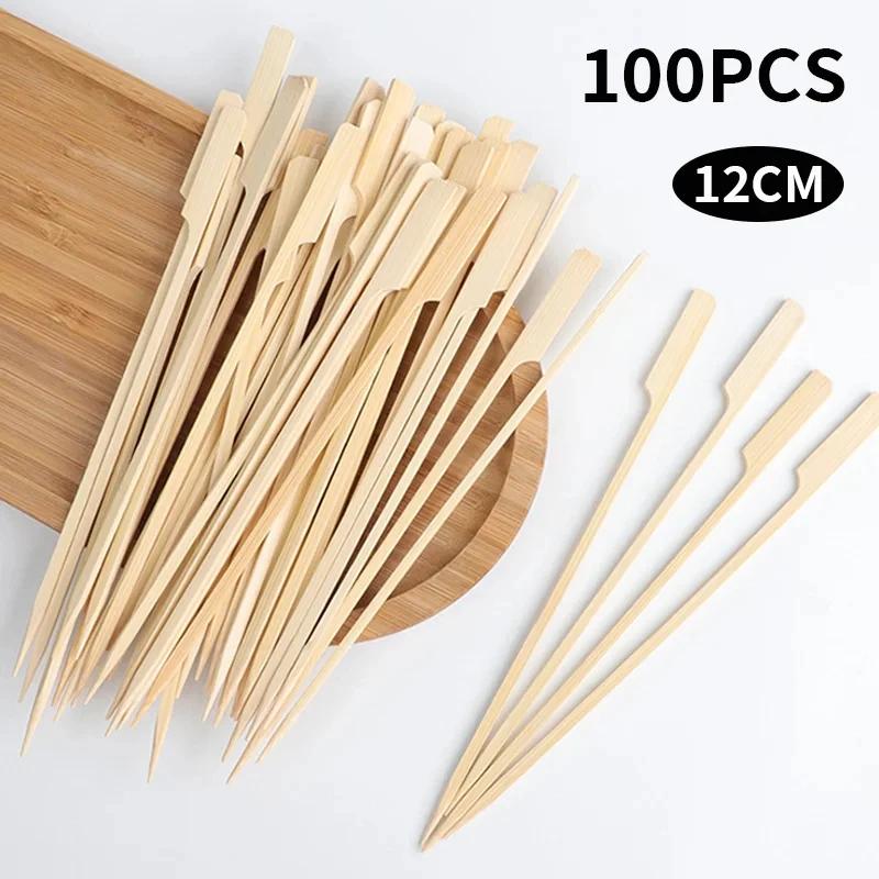 100PCS Bamboo Skewers, Bamboo Paddle Wood Picks, Toothpicks for Appetizers, Cocktail Picks for Drinks, Food Picks, BBQ, Sandwich