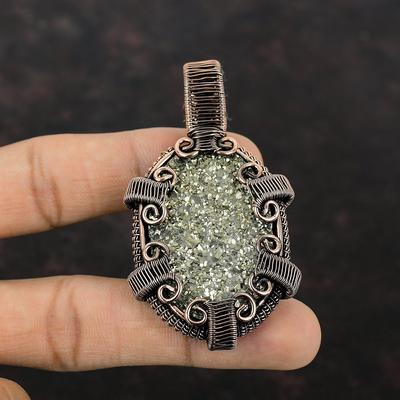 Pendentif Druzy Doré Pendentif Enveloppé de Fil de Cuivre Bijou Design Cuivre Unique Pendentif Pierre Précieuse Bijou Enveloppé de Fil Pour Cadeau Pendentifs Faits Main