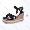 Fashion Comemore Wedges Sandals for Women 2025 Summer Platform 9cm High Heels Roman Style Black Peep Toe Casual Heeled Sandales Femmes