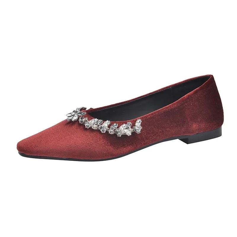 Elegant Women Crystal Flats Loafers Shoes Fashion Pointed Toe Shallow Sandals 2025 Summer New Luxury Dress Woman Shoes for Women