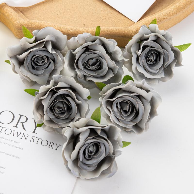 10/50Pcs Silk Roses Scrapbook Wedding Garden Home Party Decor Christmas Wreaths Accessories Candy Box Artificial Flowers Cheap
