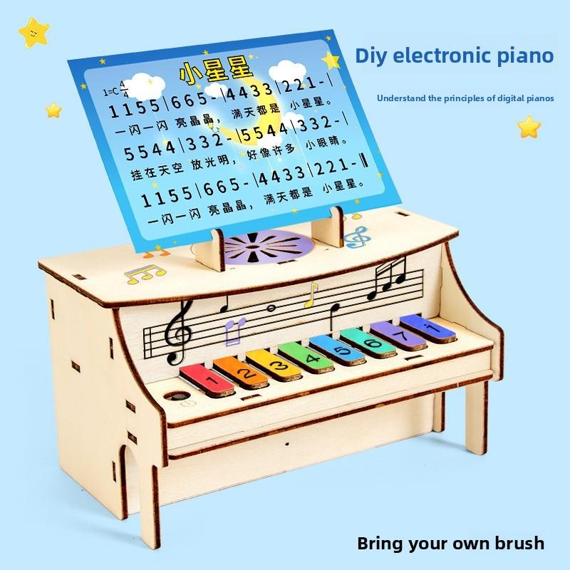 Hand Assembled Wooden Piano Music Box Model Children Puzzle Toy Set For Kids Diy Educational Toy