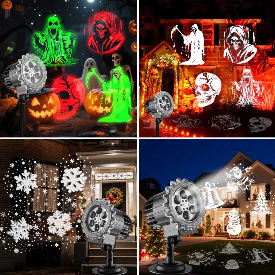 Halloween Projector Light Rotating Snow Falling Projector Lamp Waterproof Easy Installation Indoor Outdoor Holiday Night Light Projector