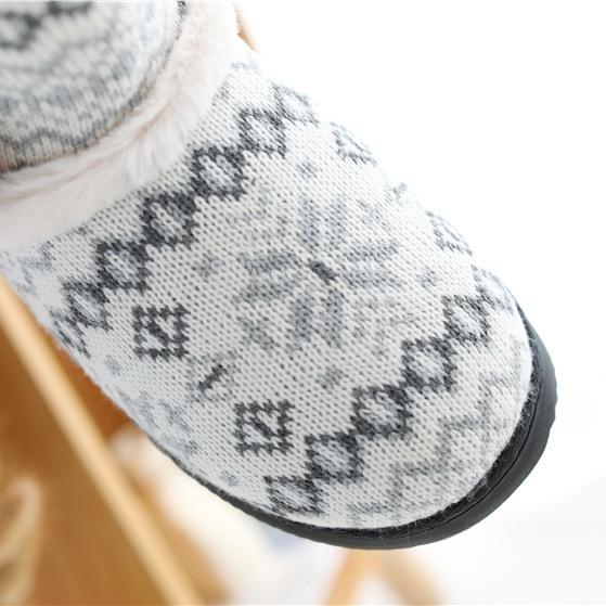 Winter Fur Home Slippers Women Warm Boots Cotton Flat Platform Indoor Floor Shoes For Female Womens Girls Weave Plush Cozy Boots
