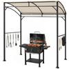 2.2 X 1.5 M BBQ Grill Gazebo Tent, Garden Grill with Metal Frame, Curved Canopy and 10 Hooks, Outdoor Sun Shade, Beige