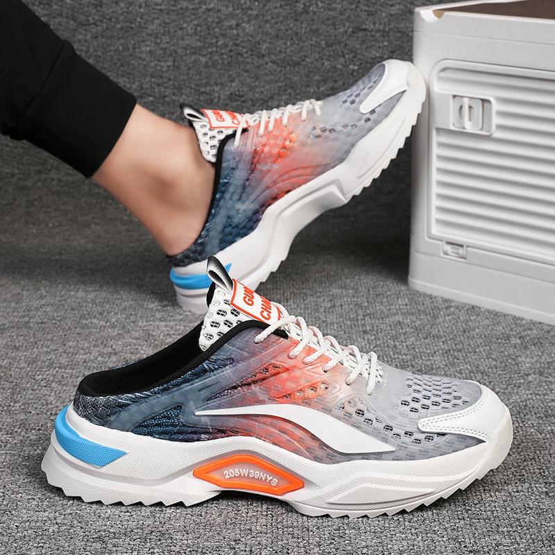 

Мужские тапочки без спинки Летние сабо Мюли Повседневные кроссовки Студенческие сандалии Большие размеры EU: 46 оранжевый