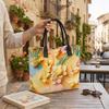 Cute Floral Chick Printed Canvas Tote Bag Casual Daily Large Capacity Handbag for Women Outdoor Shopping Travel Use