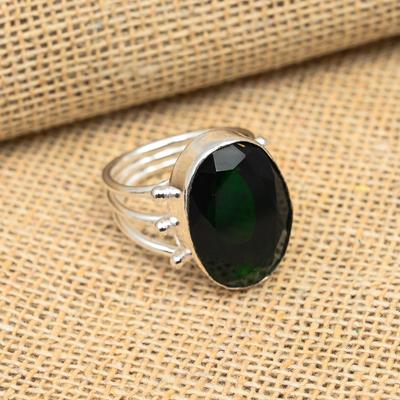 Chromdiopsid Edelstein Handgefertigter Schmuck 925 Sterling Silber Ring für Sie