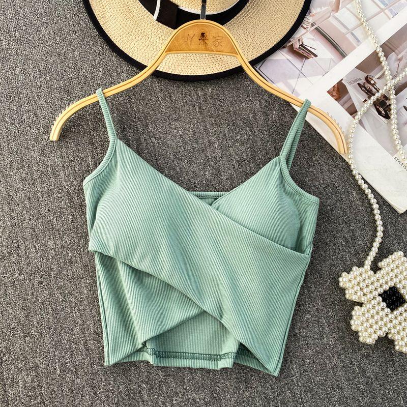 European and American Women's Clothing Silm Slimming and Short Cross Strap