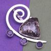 Turtella Jasper Amethyst Gemstone Mother's Day Silver Jewelry Pendant  2"