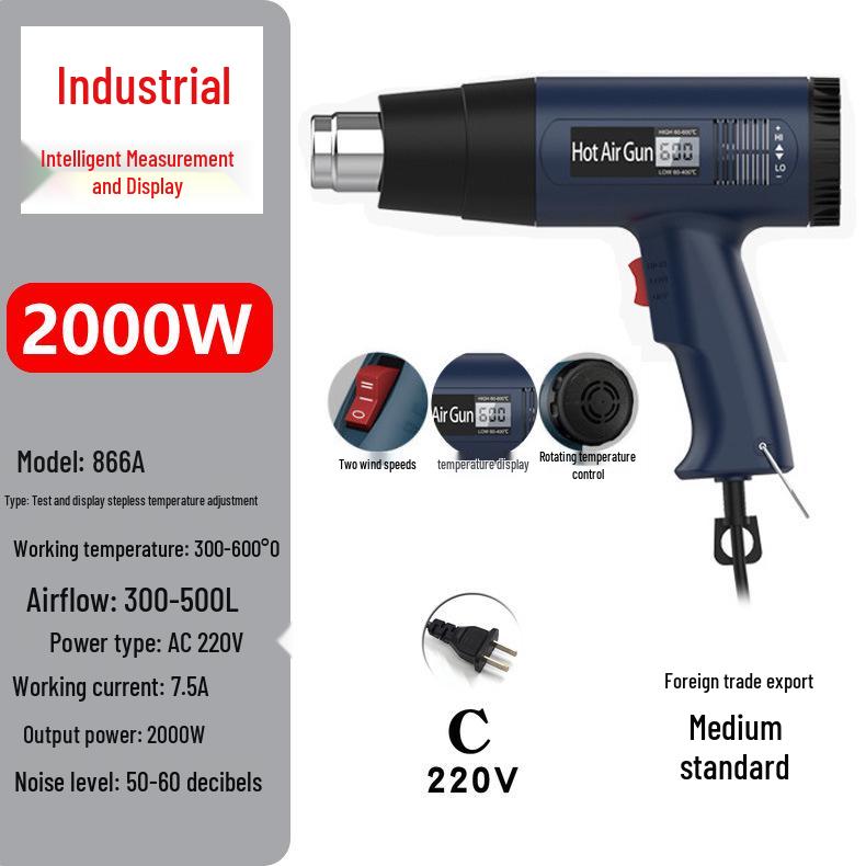 Dual Voltage High-Power Heat Gun: 110V US & 220V EU Handheld for Drying, Film Baking, and Heat Shrink Applications