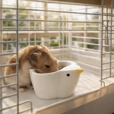 Cage Accessories Bird Shaped Ceramic Pet Bowl Anti-Tip Large Capacity Hamster Food Bowl Smooth Feeding Cup Pet Feeding