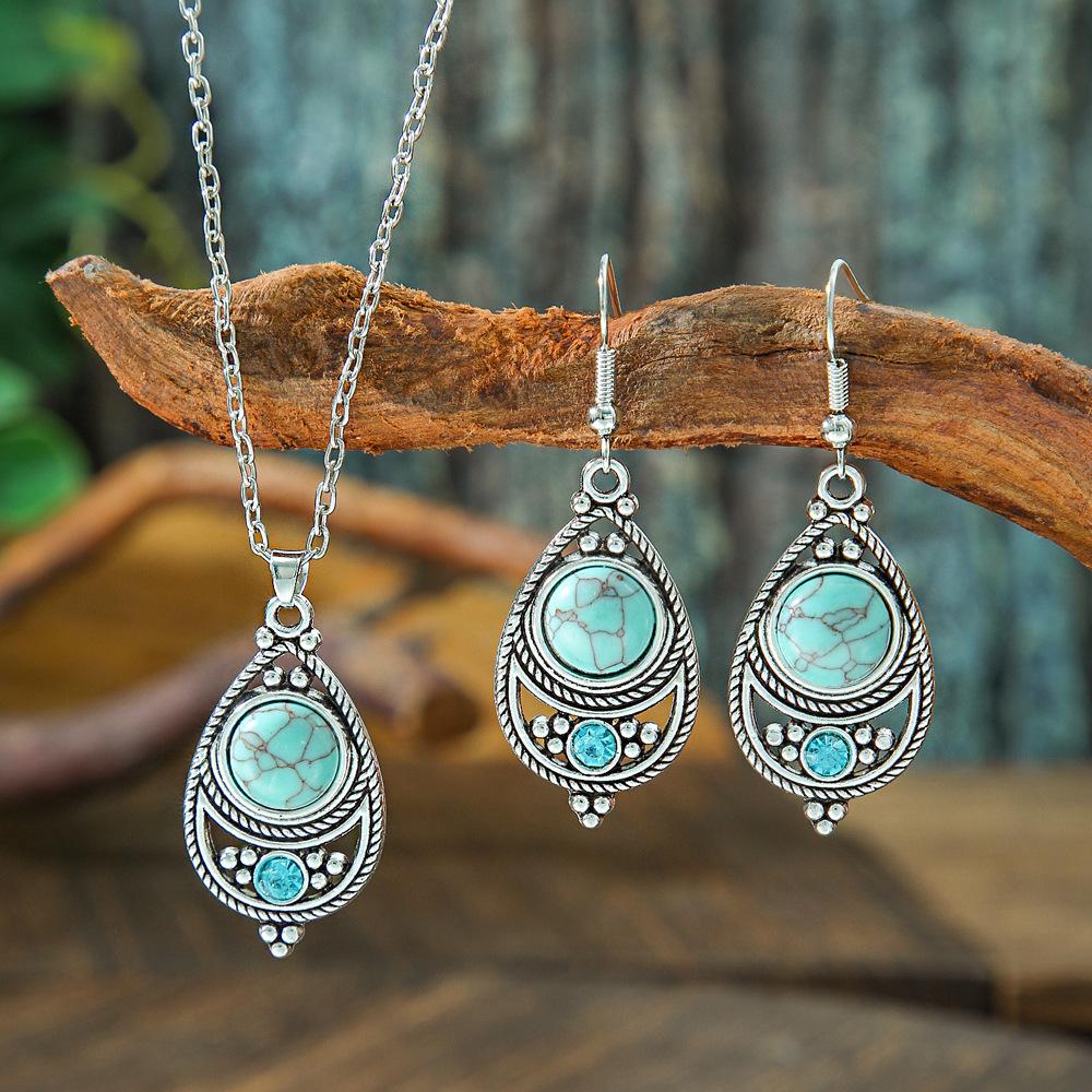 Popular Alloy Diamond Earrings Necklace, Geometric Personality Bohemian Ethnic Style Jewelry Yiwu