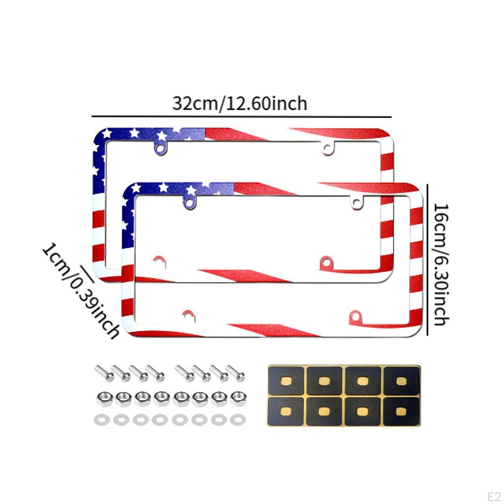 2Pcs American Flag License Plate Frame,Car Number Holders US Car Frame Covers for