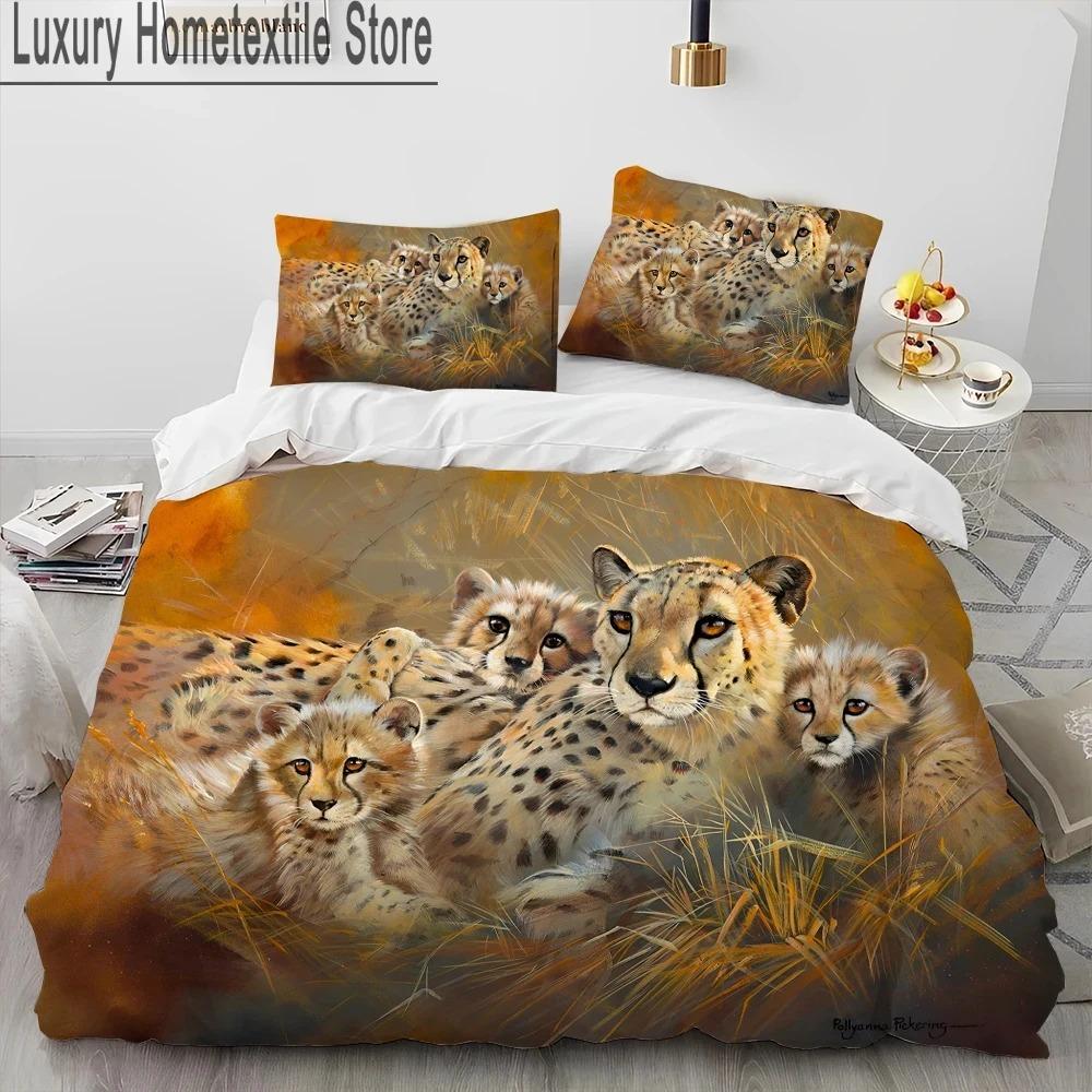 3D Tiger Leopard Wolf Animal Luxury Comforter Bedding Set,Duvet Cover Bed Set Quilt Cover Pillowcase,King Queen Size Bedding Set