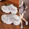 Thick-soled Dad Shoes Girl 2025 Summer New Breathable Mesh Cool Slippers Inner Height Increase Bag Head Wear Half Slippers