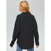Women's Pocket Shirt Solid Color Casual Oversized Long Sleeve Waffle Weave Top