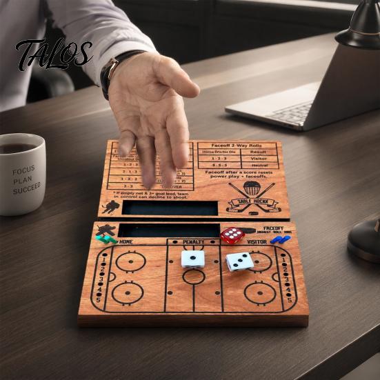 Wooden Hockey Dice Game, Family Night Party Hockey Tabletop Game with Dice & Pegs, Competitive Hockey Board Game for Kids, Teen, Adults