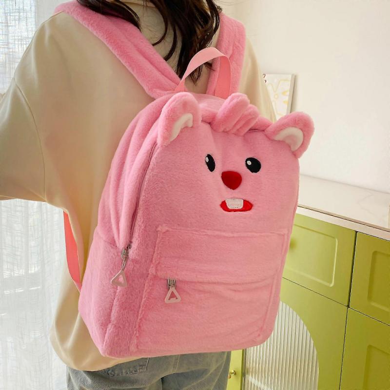 Cute Girly Heart Schoolbag Plush Student Backpack Fashionable Cartoon Three-dimensional Pink Rabbit Large Capacity Backpack
