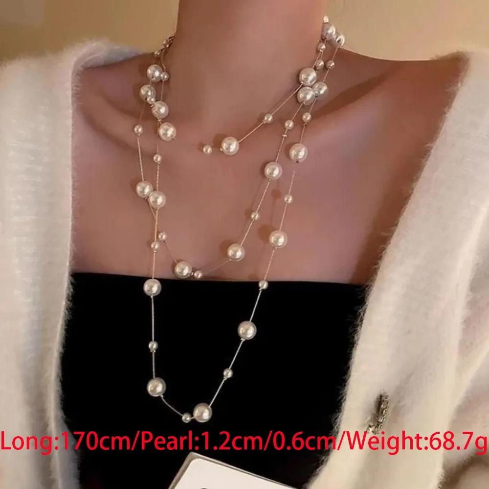 New Alloy Pentagram Star Pendant Silver Color Punk Long Chain Necklace Double Layer Y2K Style Choker