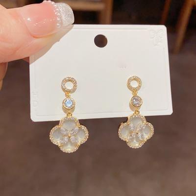 Zircon Fritillary Flower Pendant Earrings Exquisite Light Luxury Temperament Earrings Fashion Versatile Premium Earrings Women