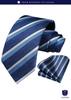 [HISDERN] Blue Men's Formal Business Tie and Pocket Square Set, Striped Pattern, Perfect for Weddings, Job Interviews, Entrance Ceremonies,