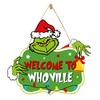 Christmas Green Elf Door Sign Merry Christmas Wooden Door Hanger Front Door Wall Hanging Welcome Plaque Decoration Holiday Pendant