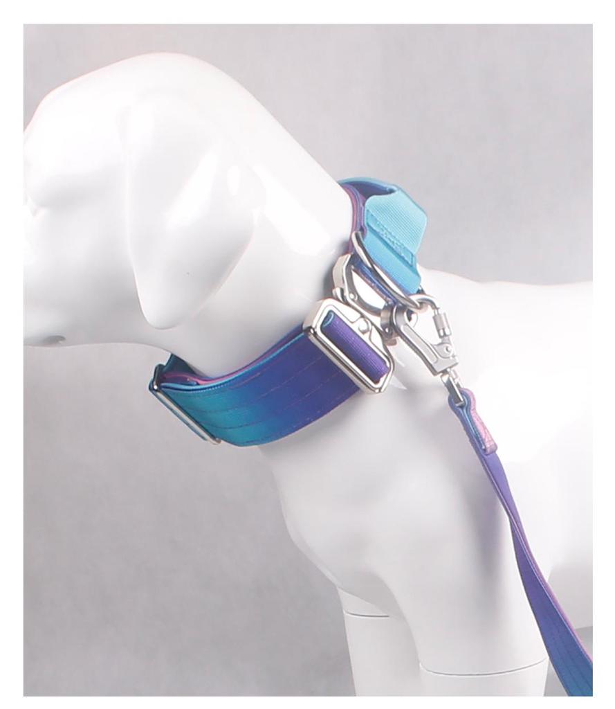 Gradient Color Explosion-Proof Tactical Dog Collar and Leash for Large Dogs
