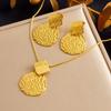 Gold Mother of Pearl Heart Jewelry Set Necklace Earrings for Women