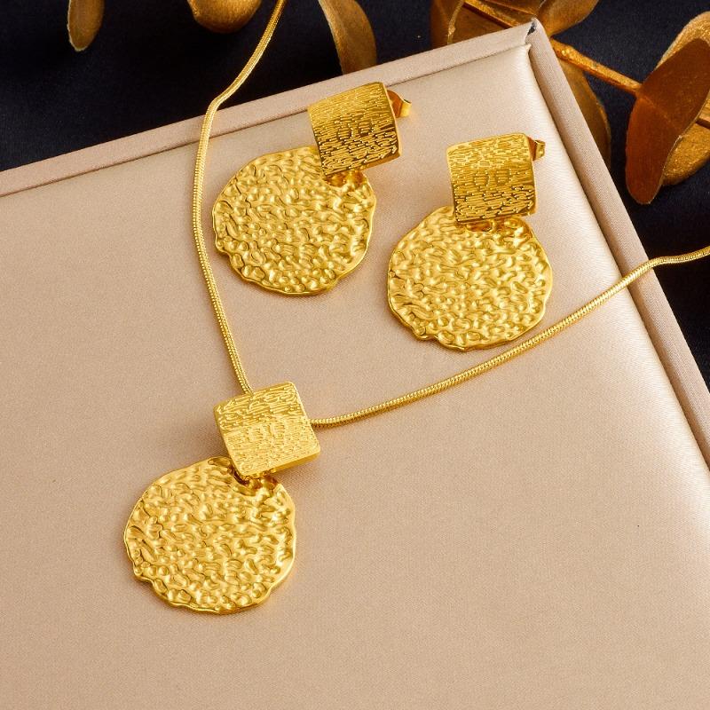 Gold Mother of Pearl Heart Jewelry Set Necklace Earrings for Women