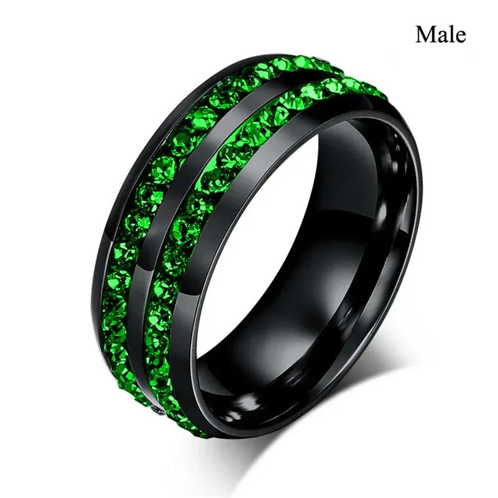 Fashion Couple Rings For Women Exquisite Rhinestones Zirconia Rings Set Simple Men Stainless Steel Rings Wedding Band Jewelry