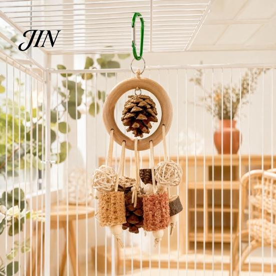 Parrot Beak Care Toy Chew Toy, Pine Cone Corn Cob Bird Rattan Ball Foraging Cage Accessories for Conure Parakeet Cockatiel Budgie Natural