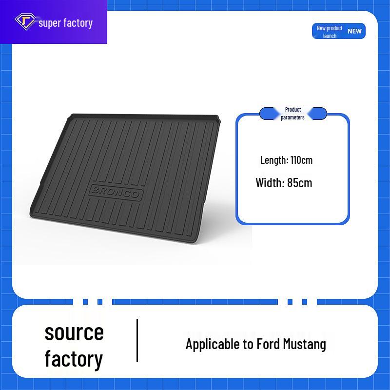 

Eco-Friendly TPE Trunk Mat for 2022-2024 Ford Bronco - Odorless & Easy to Clean Black TPE Trunk Mat