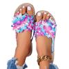 Large size flower toe women's cool slippers summer new hollow woven beach slippers