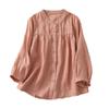 Cotton and Linen Shirt Thin Top Loose and Slimming Three-quarter Sleeve Solid Color Cardigan