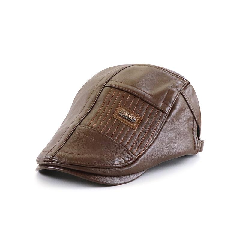 Unisex PU Leather Ivy Cap Adjustable Newsboy Beret Classic Golf Flat Cap Gatsby Driving Fishing Hat for Men And Women