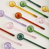 6 Pieces Colorful Glass Spoons Handcrafted Teaspoon for Dessert Presentation Use Practical Kitchen Tool