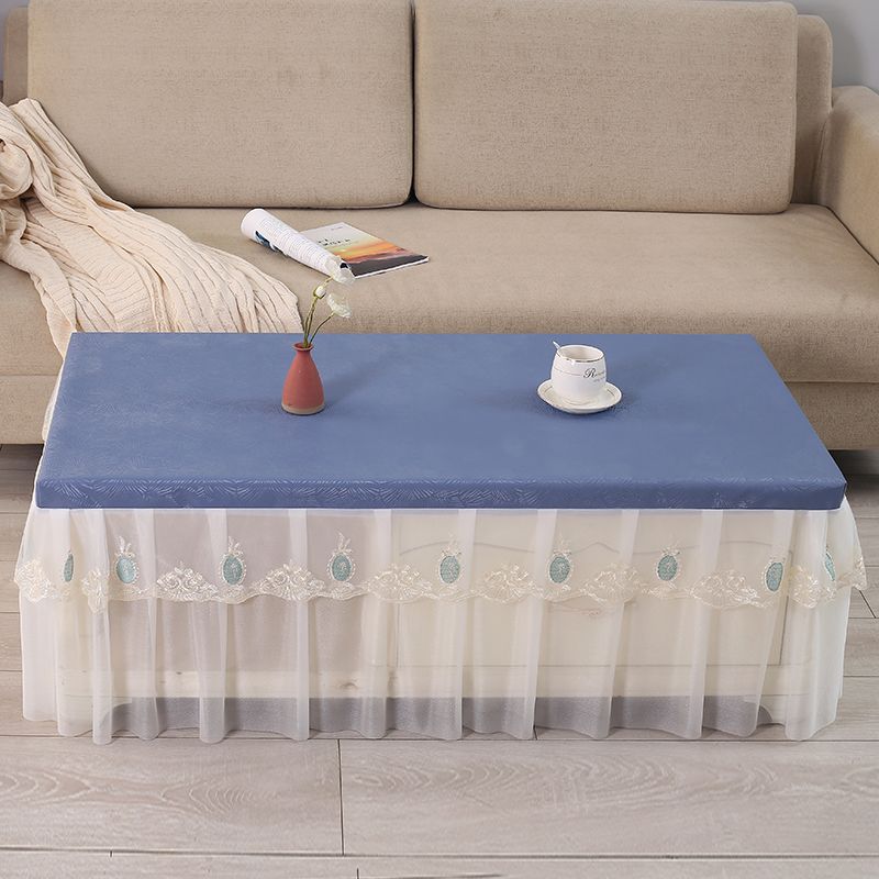 Elegant Lace Border Perm Dust Cover Rectangular Waterproof Coffee Table Cloth European Style Minimalist Oil Resistant Mat