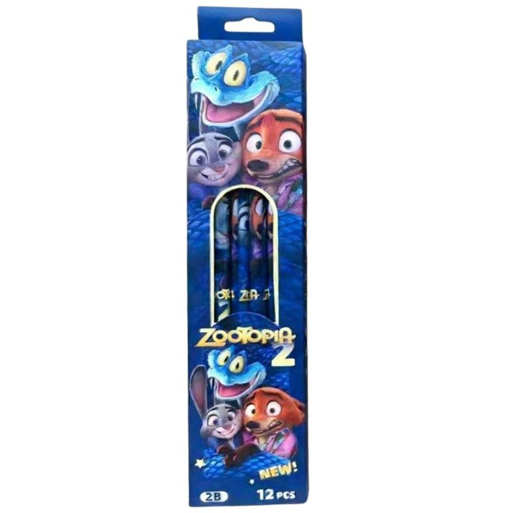 Zootopia 2 12-Pack 2B Pencils, Judy & Nick Cartoon Stationery, Back-To-School & Party Favor Gift