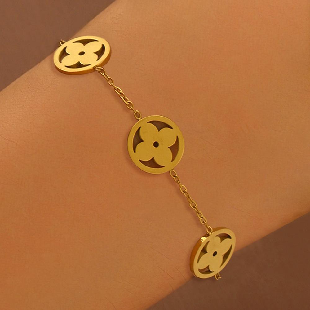 Позолоченный титановый стальной браслет-гвоздь - Женский высококачественный, нержавеющая сталь, стойкий к выцветанию аксессуар Vacuum Plated, Colorfast