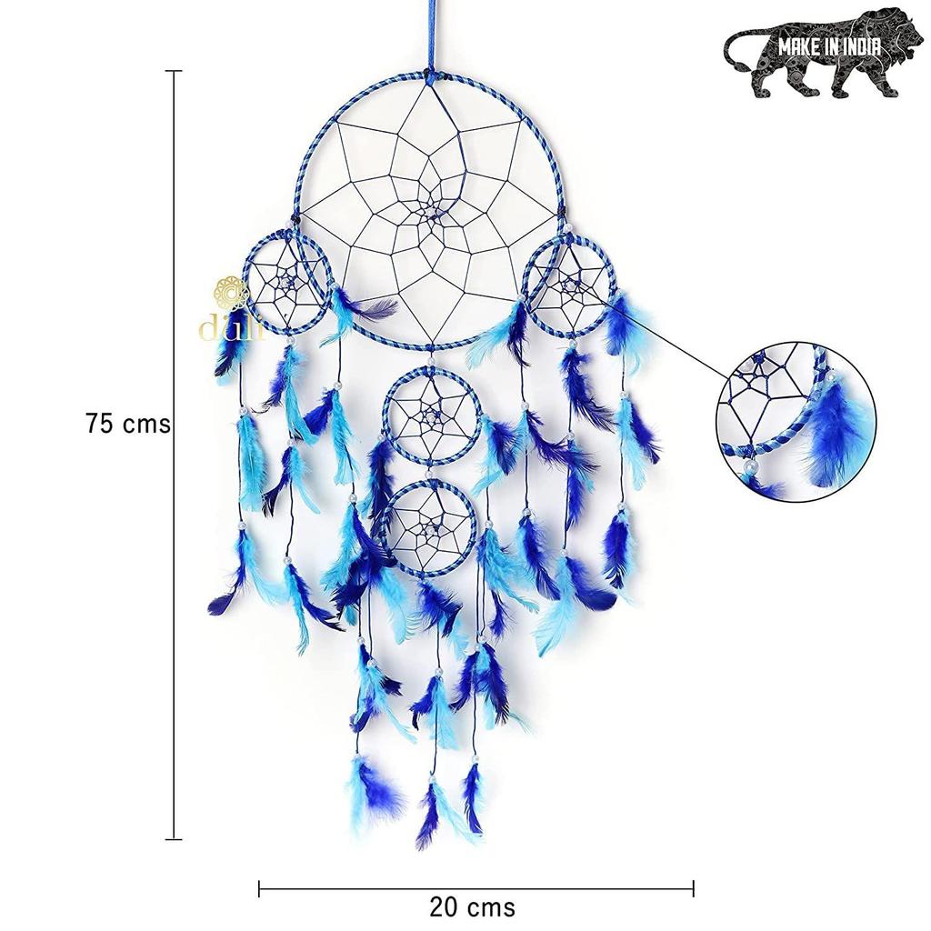 Dream Catcher Traditional Indian Dreamcatcher Wall Art for Bedrooms, Home Wall, Hanging Design, Height (Blue),Metal