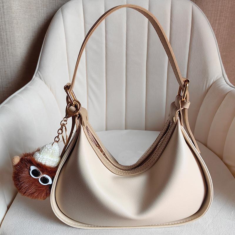 IELGY PU Contrast Color Fashion One-Shoulder Crescent Bag