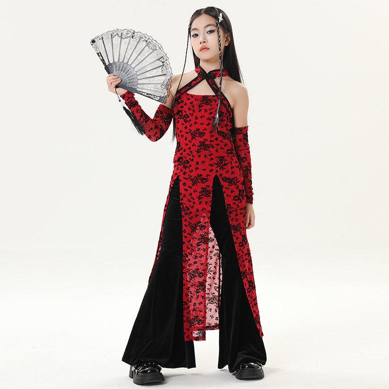 Chinese Style Jazz Dance Costumes for Girls – Trendy Performance Set for Model Runway Shows