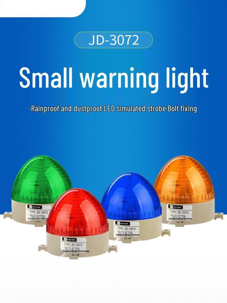 JD-3072 Mini Rainproof LED Strobe Light - Steady Signal & Alarm, 12V/24V/220V