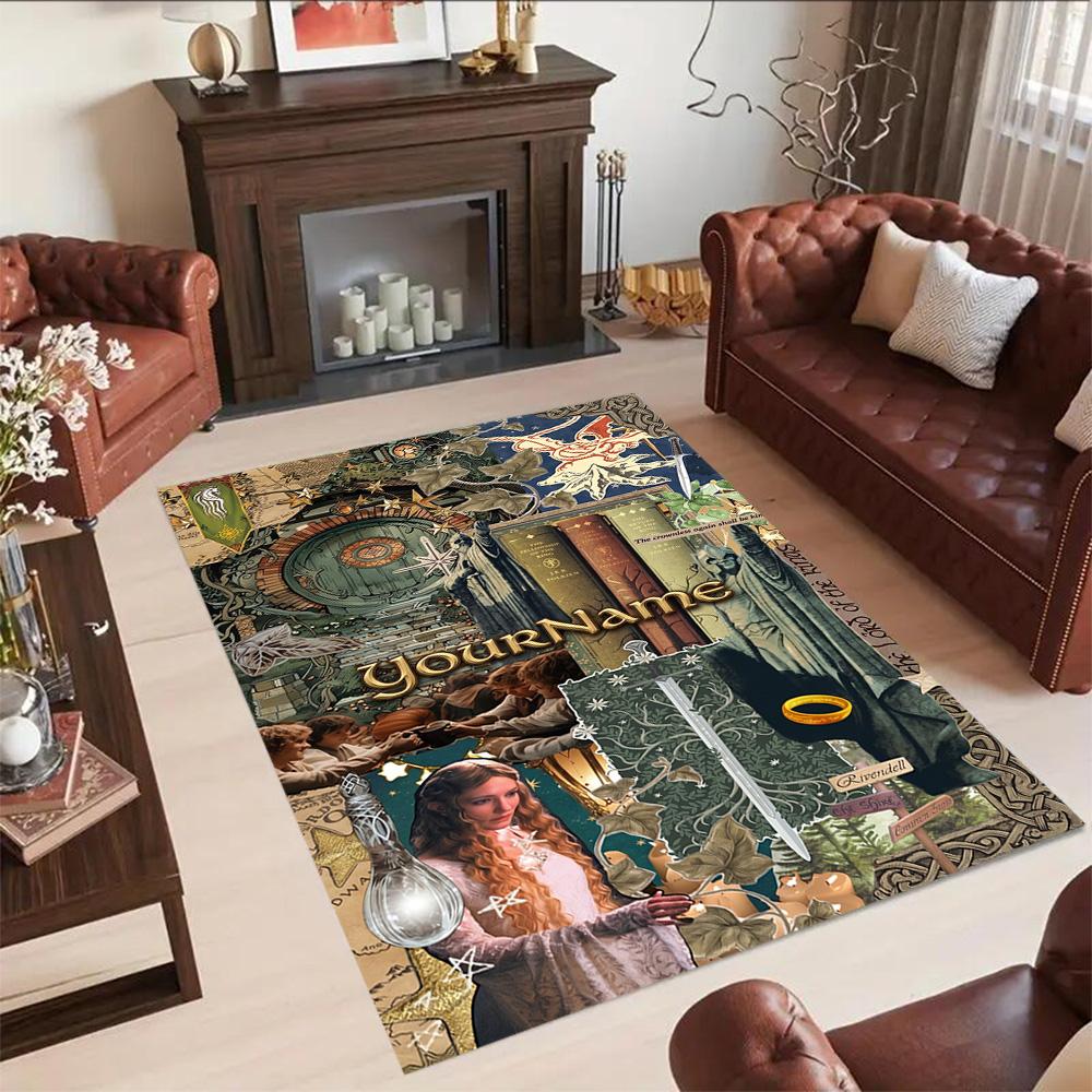 Gothic Illustrations Customize Your Name Floor Rug Office Rug Design for Dining Room Playrooms Outdoor Bedrooms Antislip Carpet Office home decor
