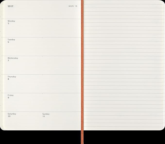 Moleskine 2025 Precious Weekly Diary, 12-Month Planner, January Start, Large Size (13cm X 21cm), Manber Orange, Soft Cover, DSPRETN812WN3BY25