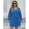 Women's Autumn and Winter Big Size Striped V-neck Casual Bottoming Simple Dresses