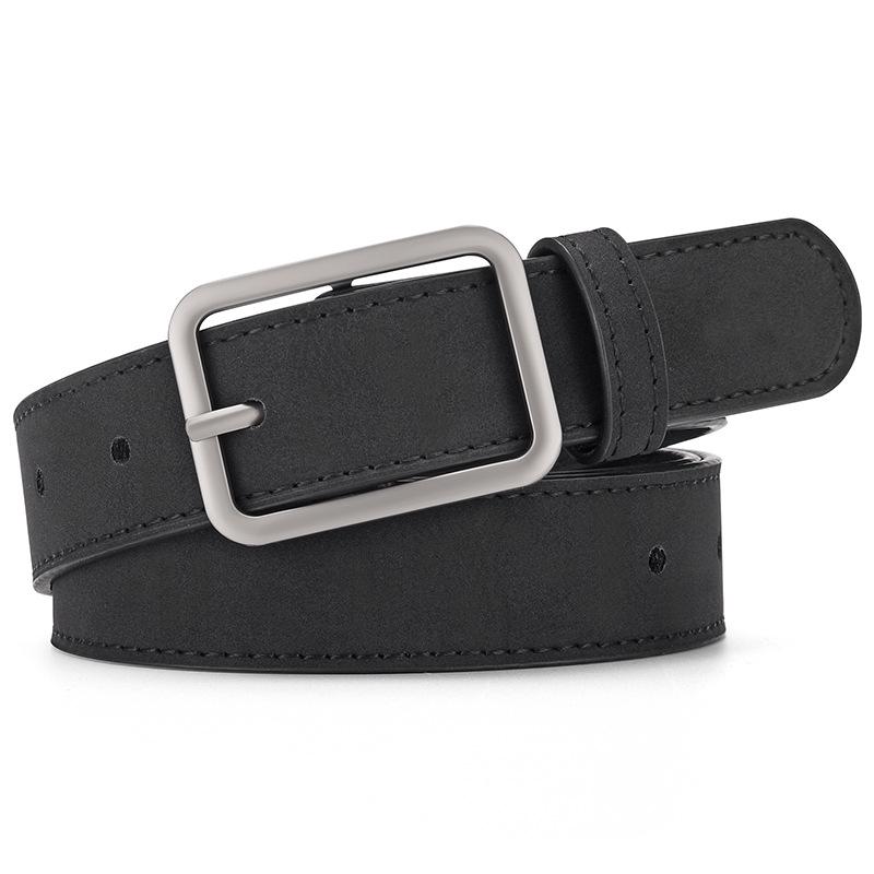 Korean-Style Faux Leather Belt with Square Buckle - Versatile, Retro Student Fashion