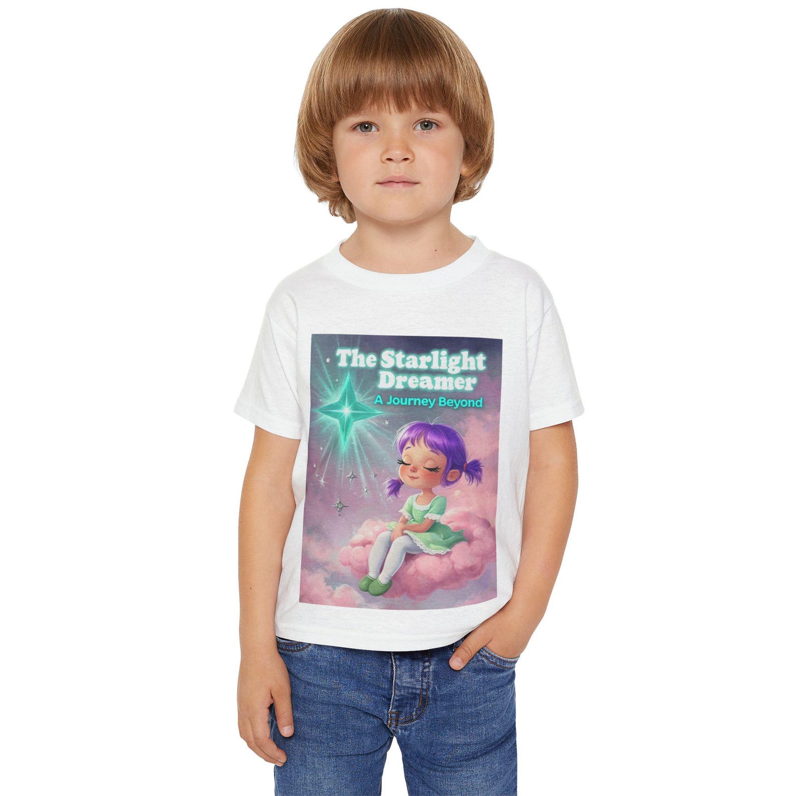 Starlight Dreamer girl on cloud Toddler T-shirt | dreamy space illustration 150